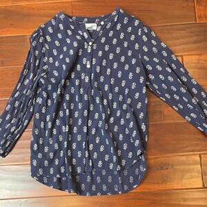 Old Navy Womens Tunic Cotton Shirt Long Sleeve Navy Size Medium